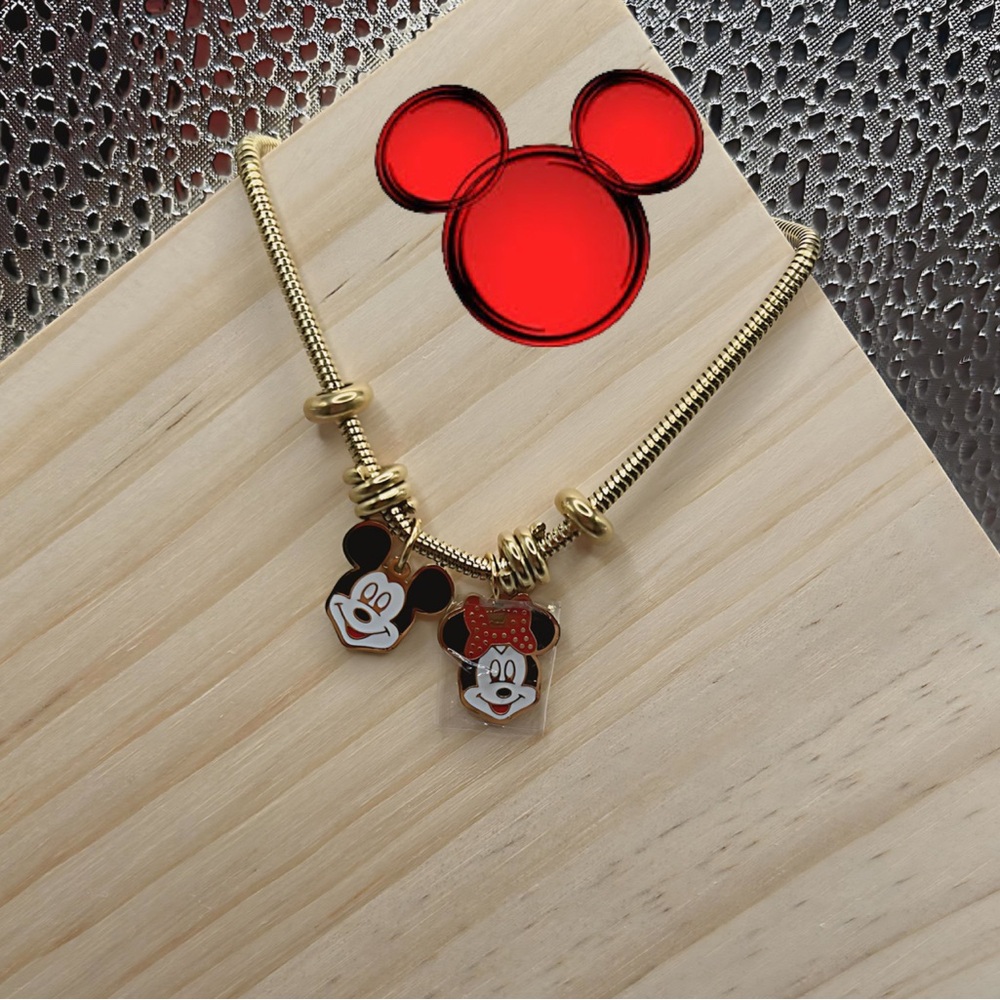 Mickey Mouse Gold Charm Bracelet steel